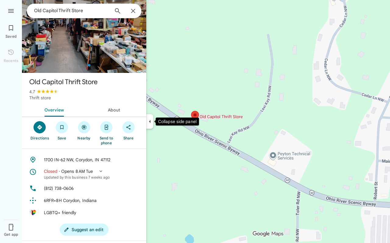 Old Capitol Thrift Store website preview