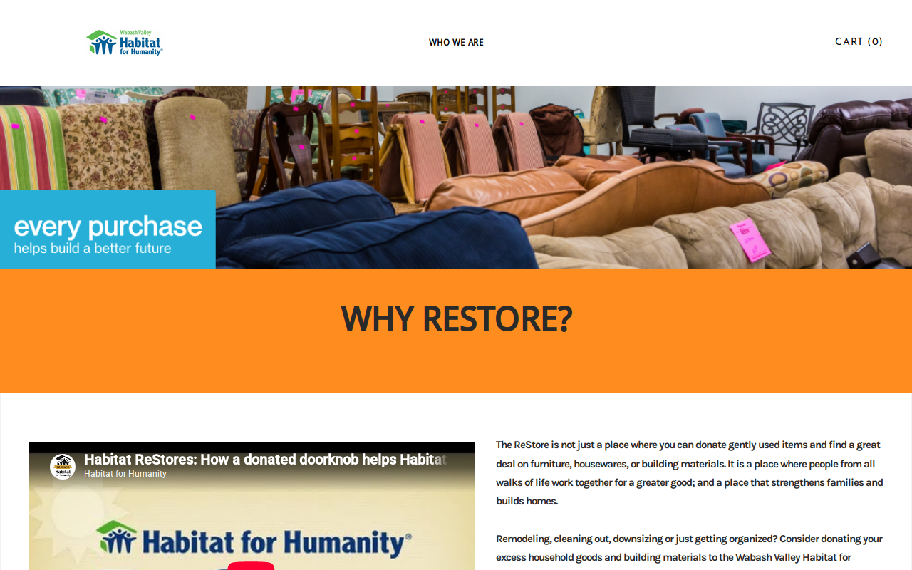 Wabash Valley Habitat ReStore website preview