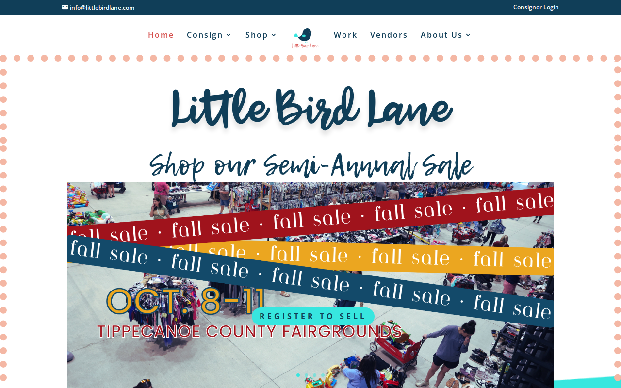 Little Bird Lane Children's Consignment Event website preview