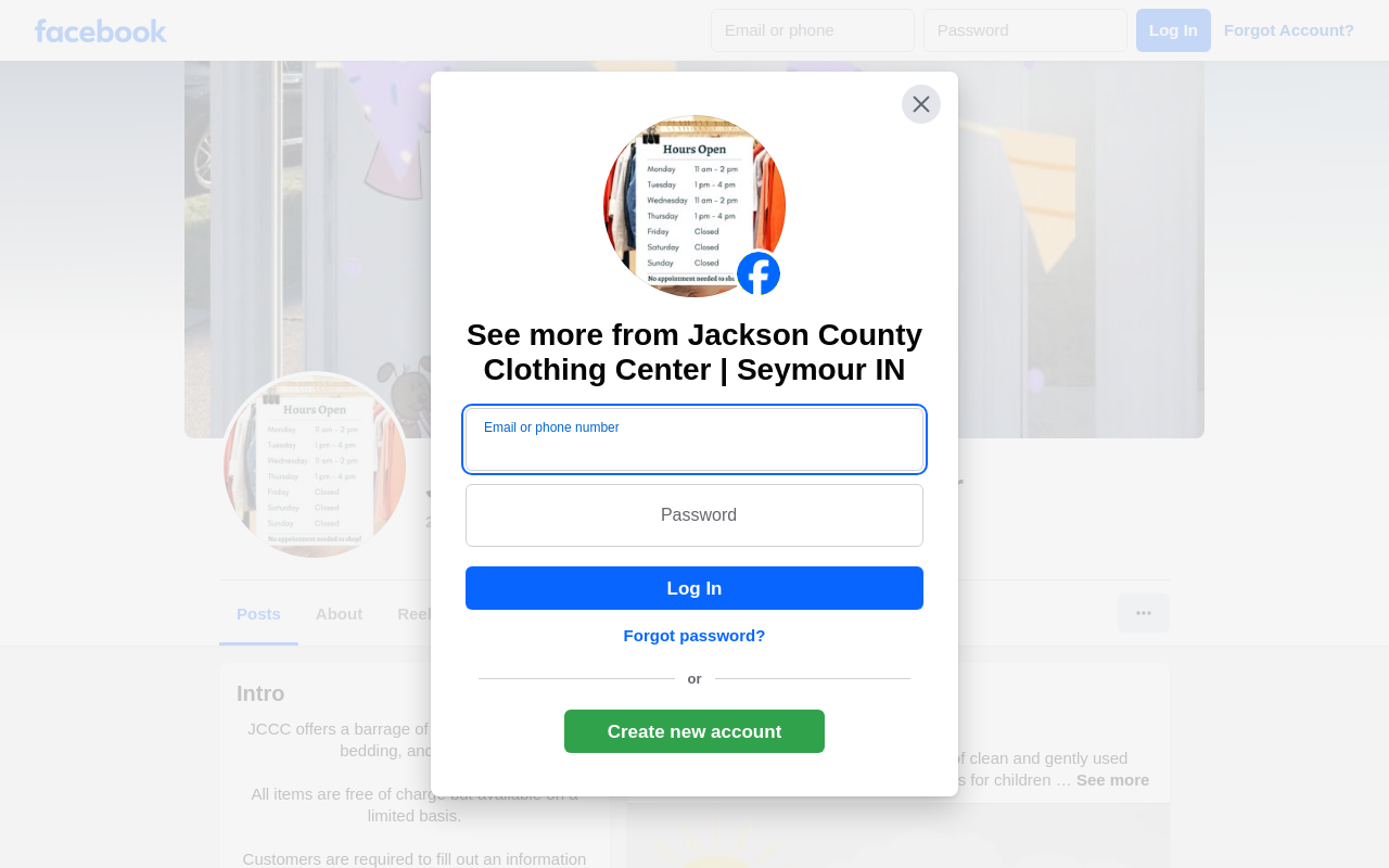 Jackson County Clothing Center website preview
