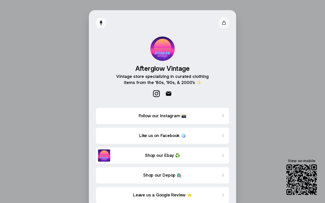 Afterglow Vintage website preview