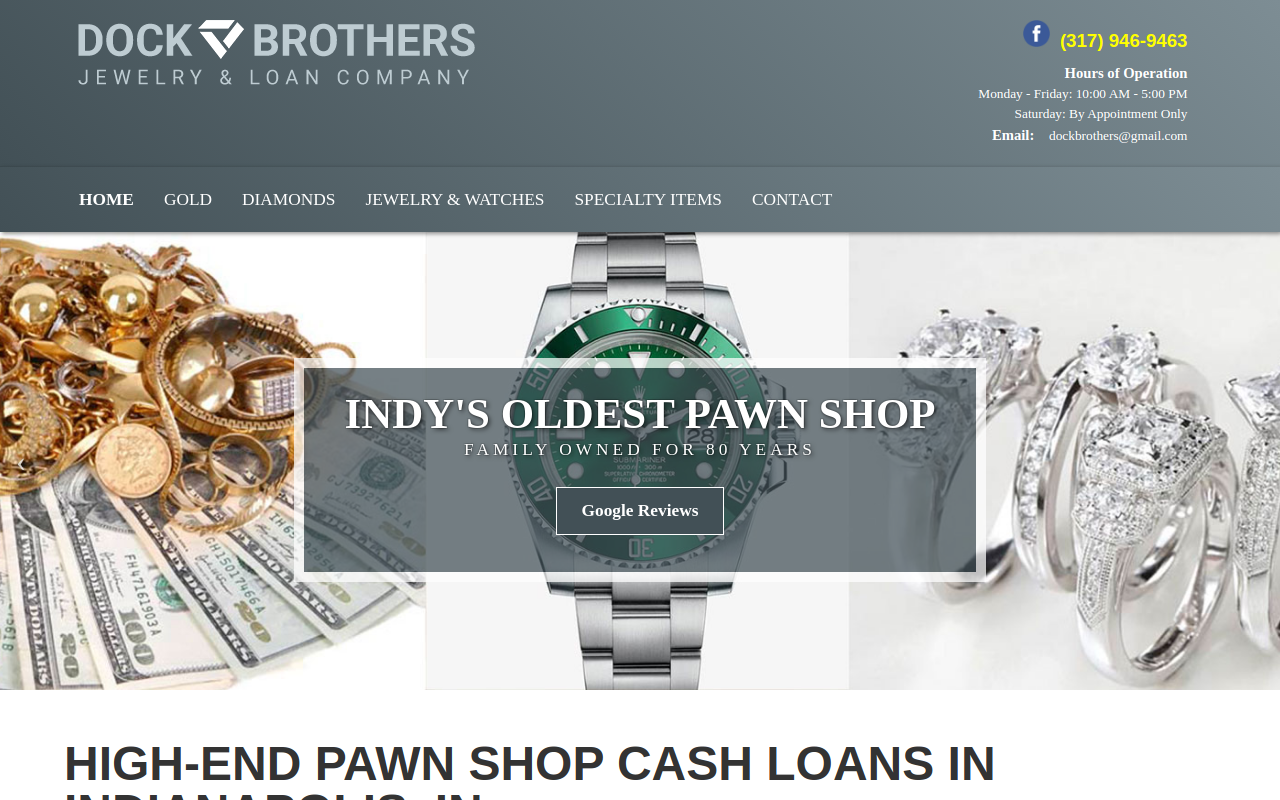 Dock Brothers Jewelry & Loan Company website preview
