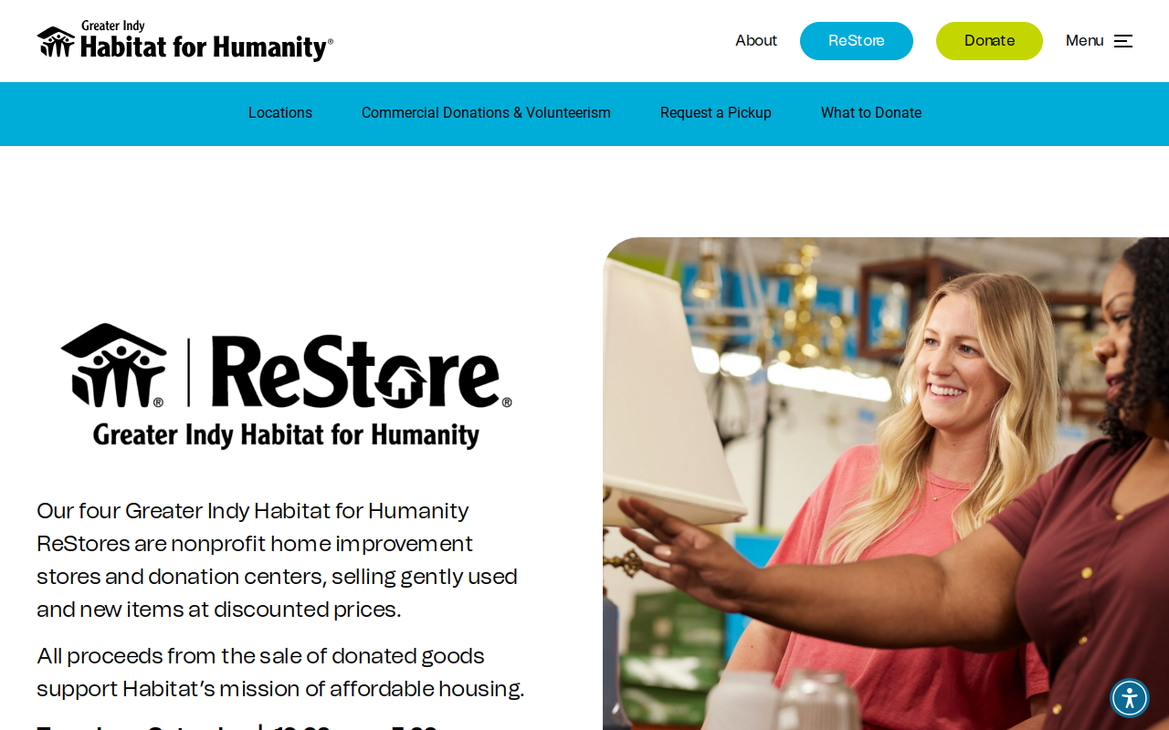 Downtown Indy Habitat ReStore website preview