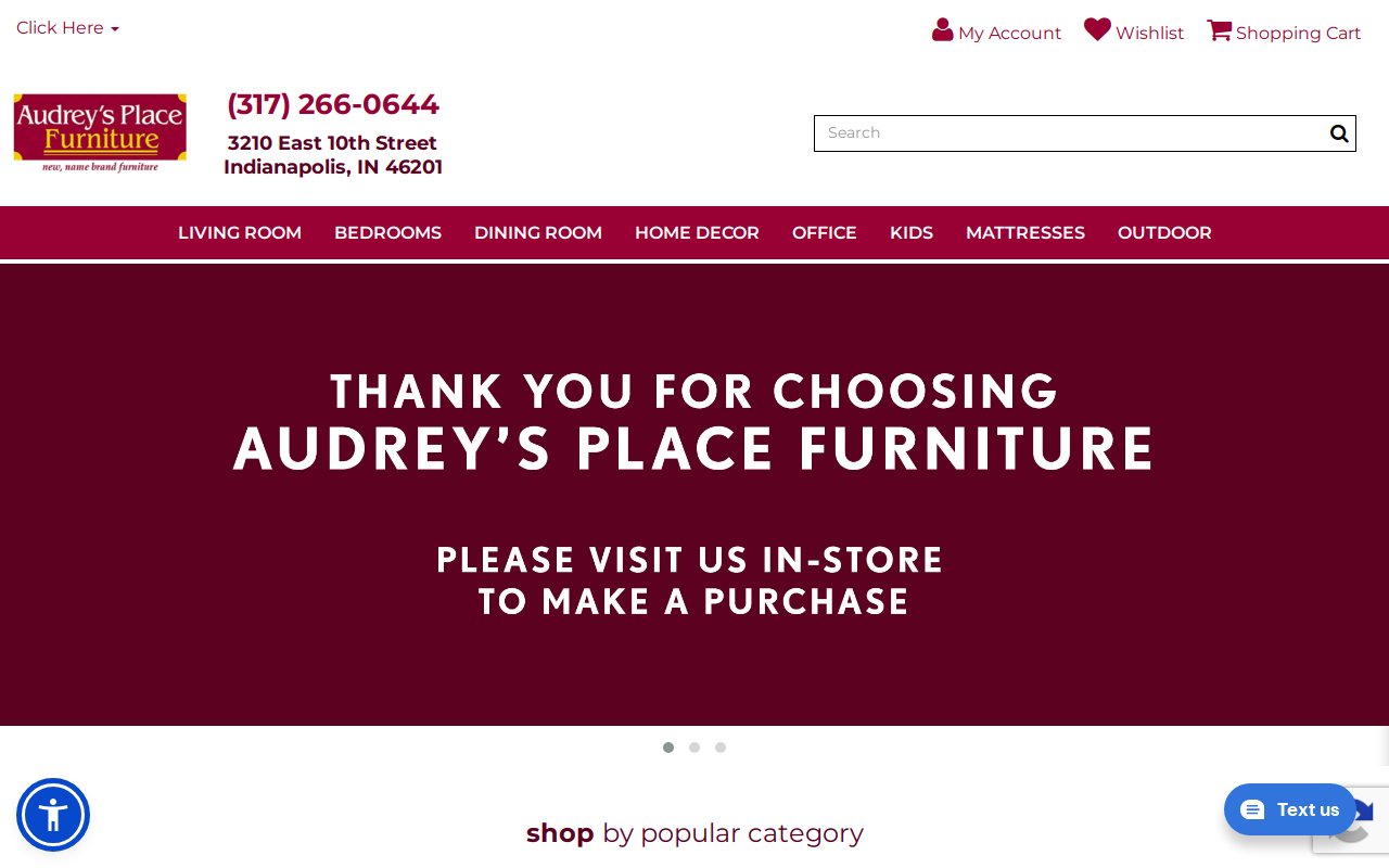 Audrey's Place Thrift Store website preview