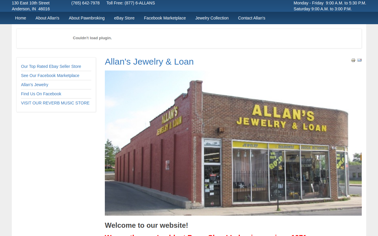 Allan's Jewelry and Loan website preview