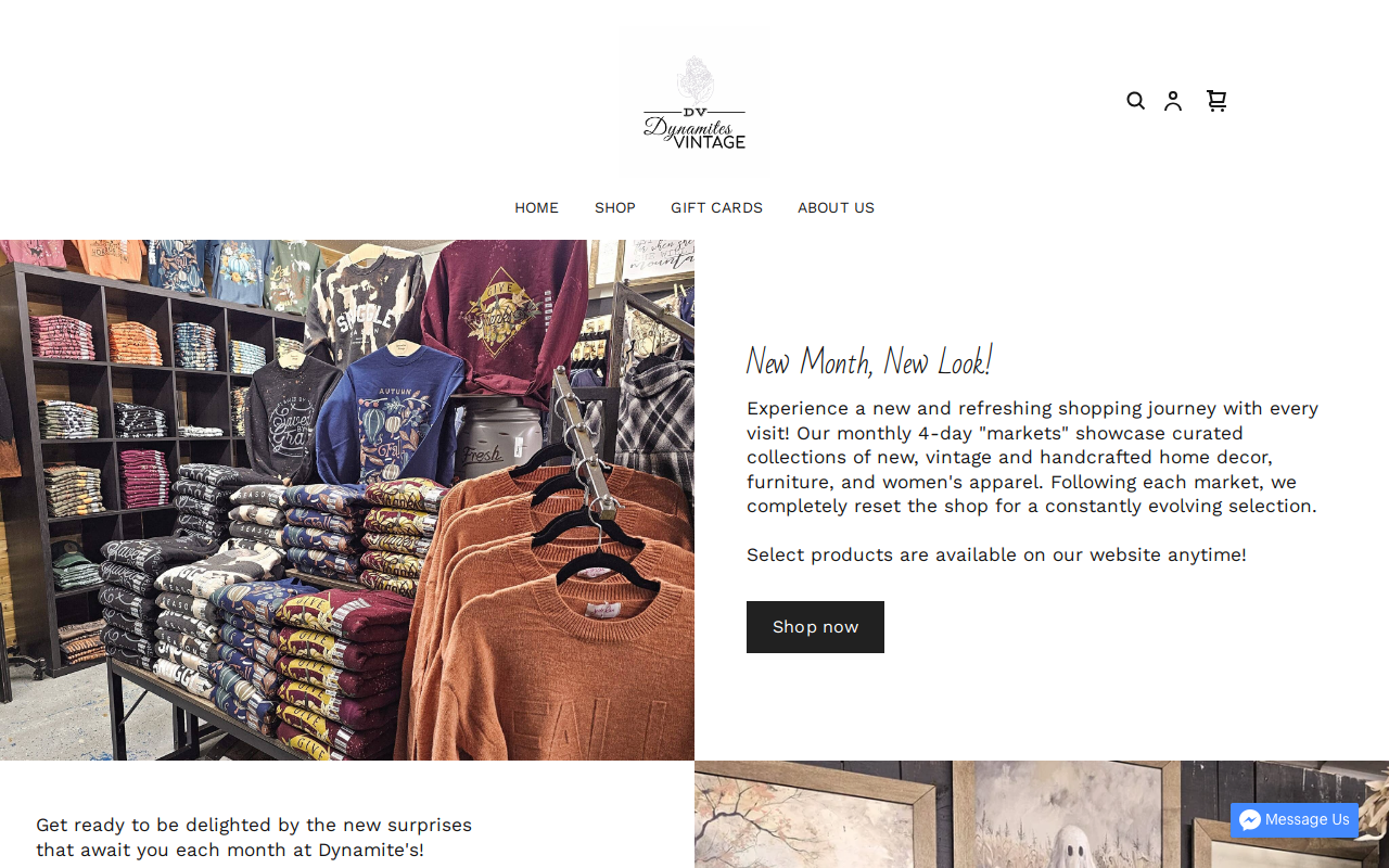 Dynamite's Vintage website preview