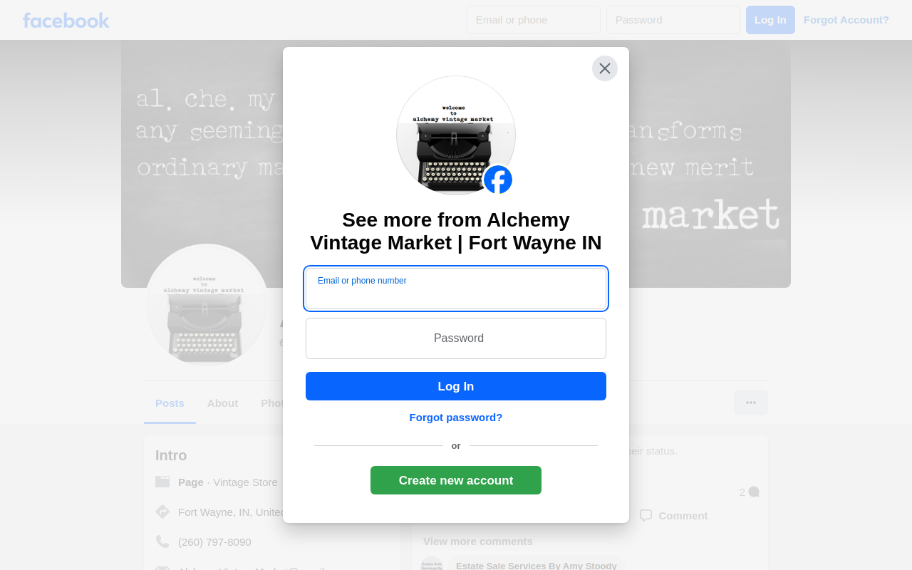 Alchemy Vintage Market website preview