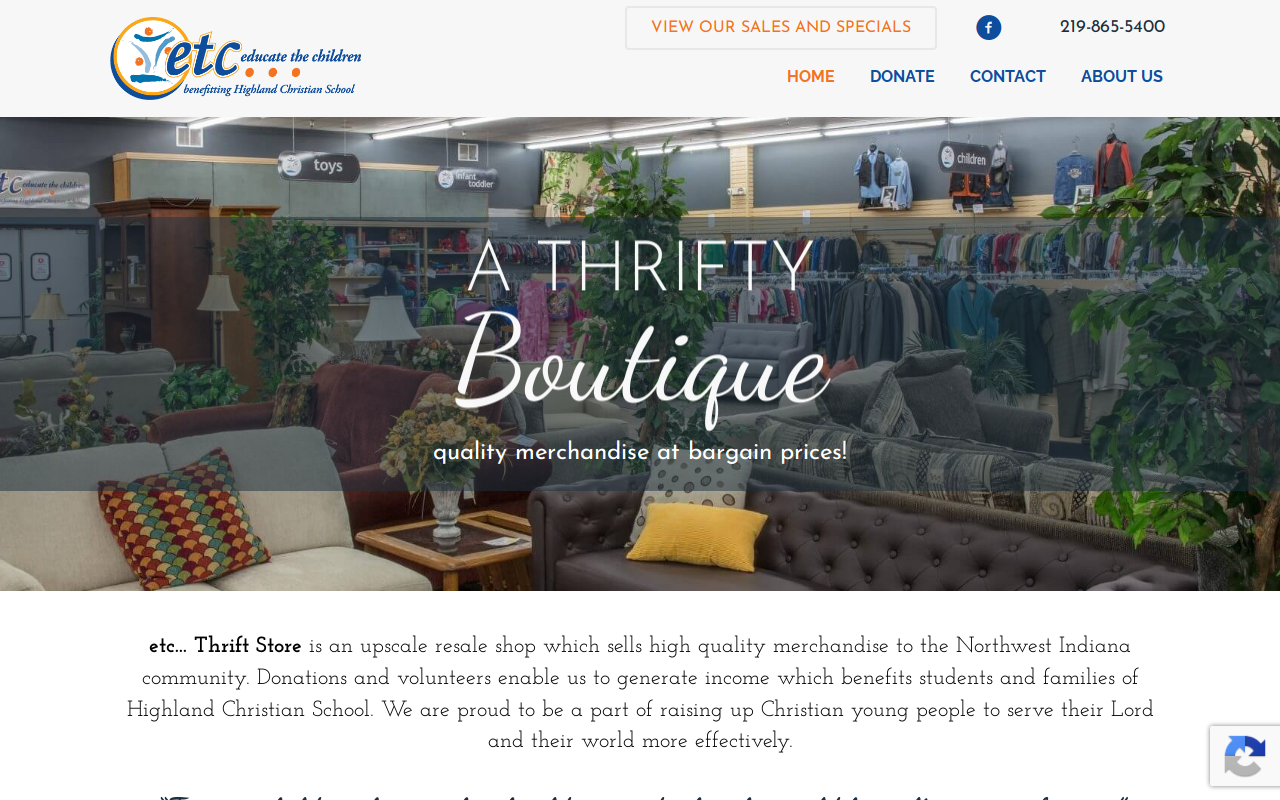 etc...Thrift Store website preview