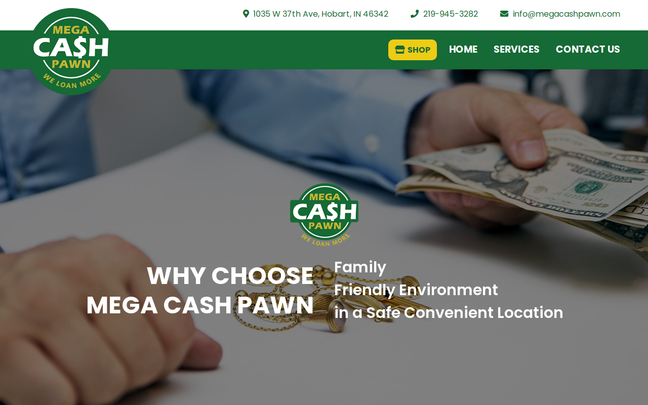 Mega Cash Pawn website preview