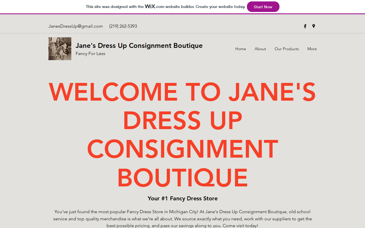 Jane's Dress Up website preview