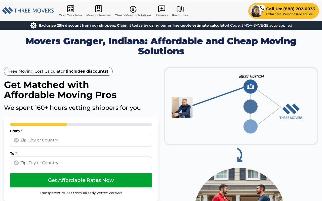Three Movers Granger website preview