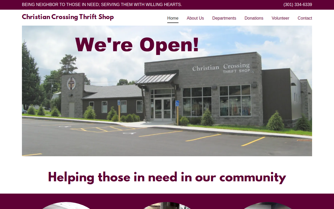 Christian Crossing Thrift Shop website preview