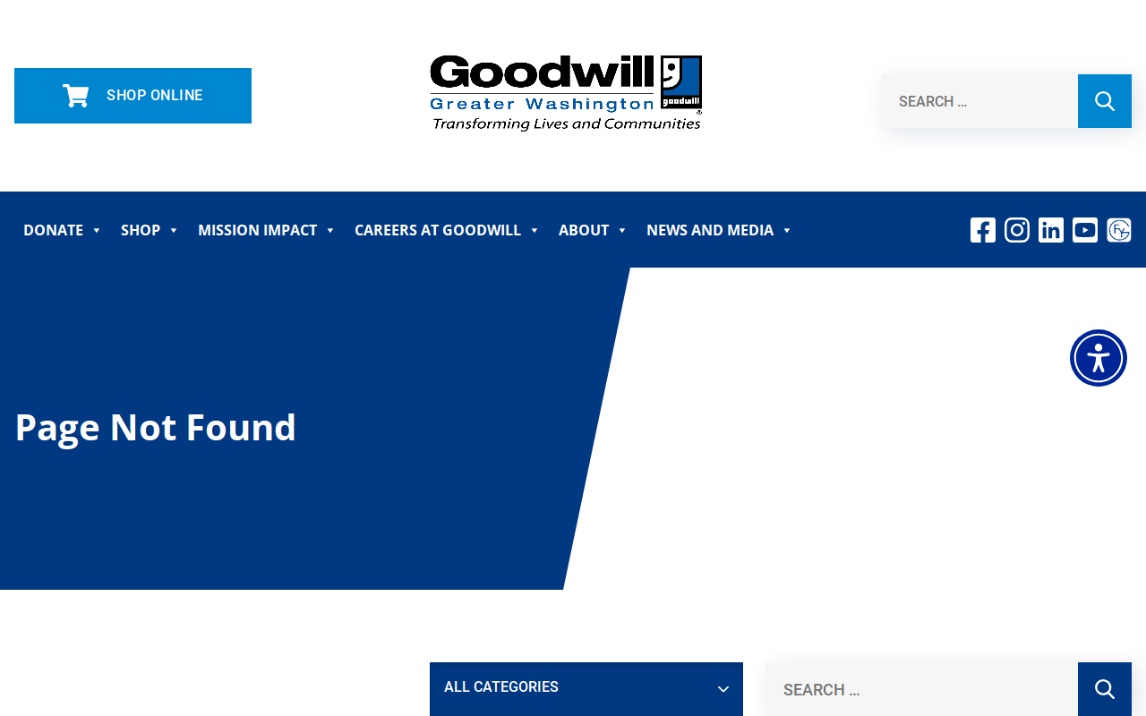 Goodwill of Greater Washington Retail Store website preview