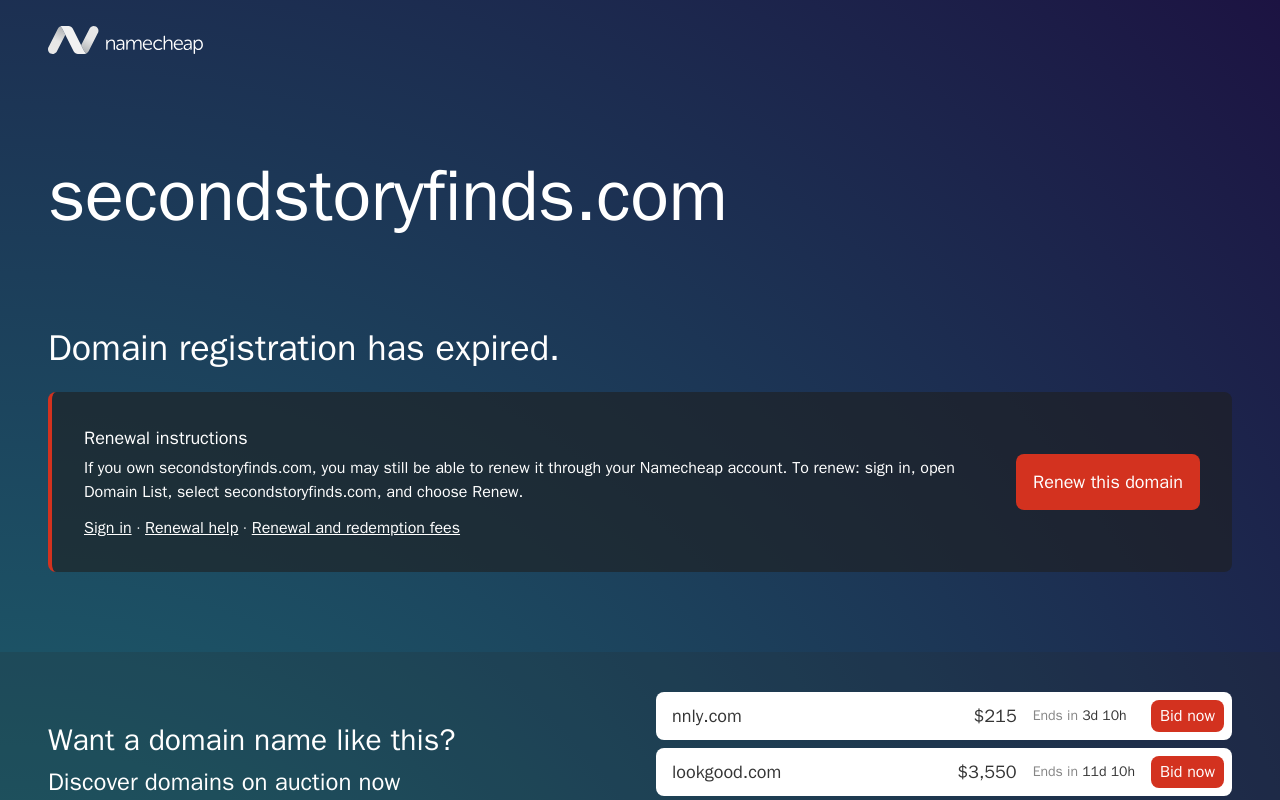 Second Story Finds website preview