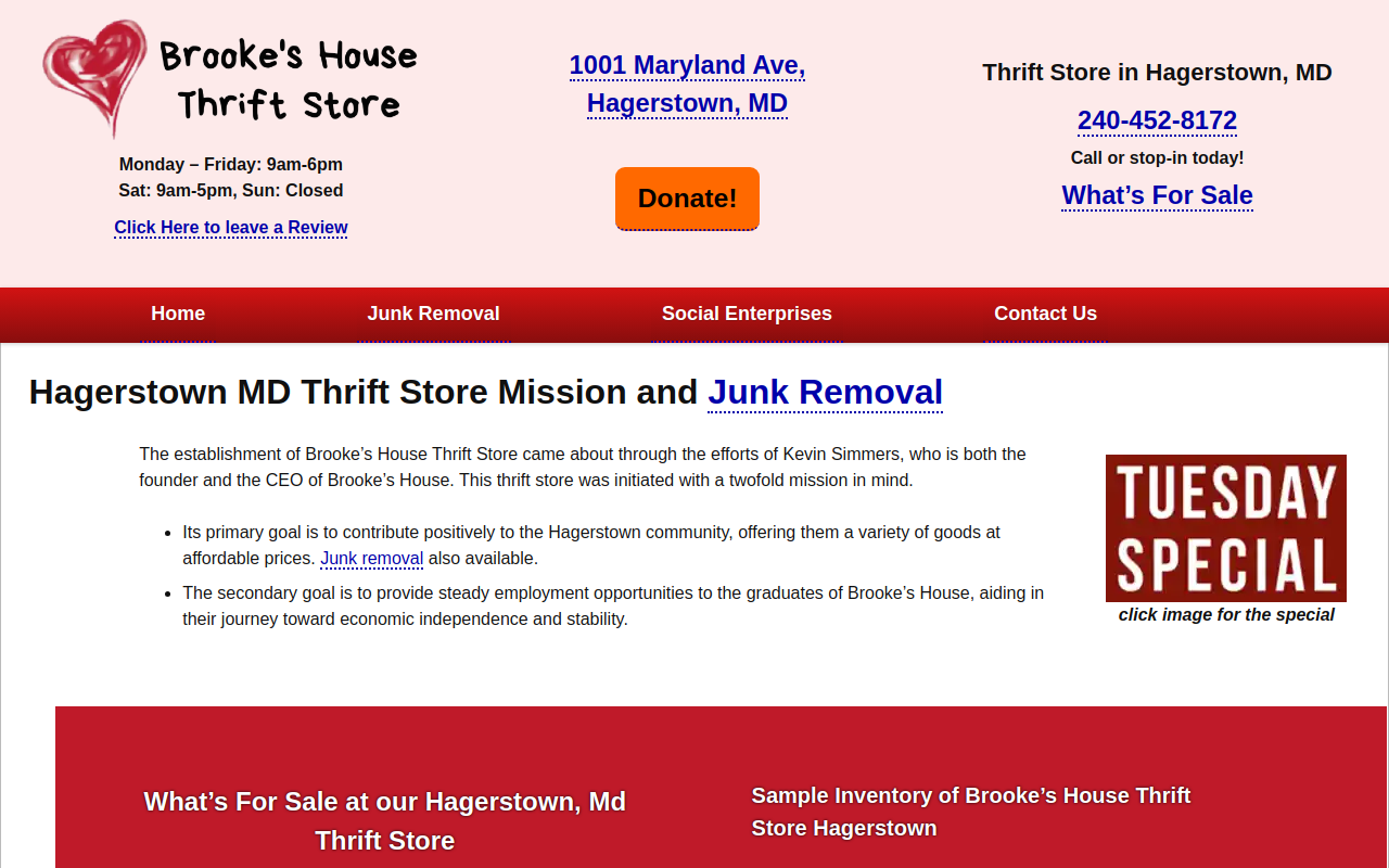 Brooke's House Thrift Store website preview