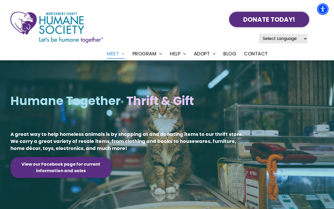 Humane Together Thrift and Gift website preview