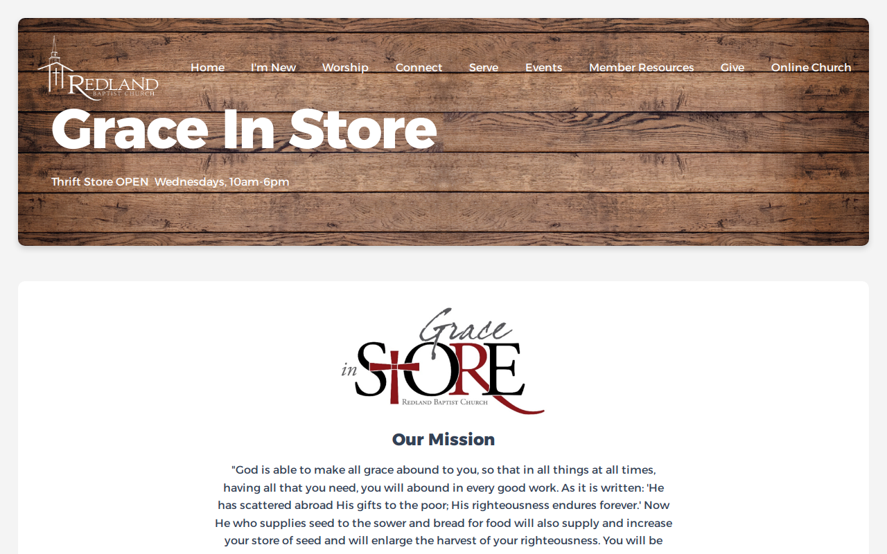 Grace In Store website preview