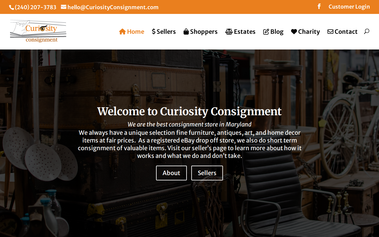 Curiosity Consignment website preview