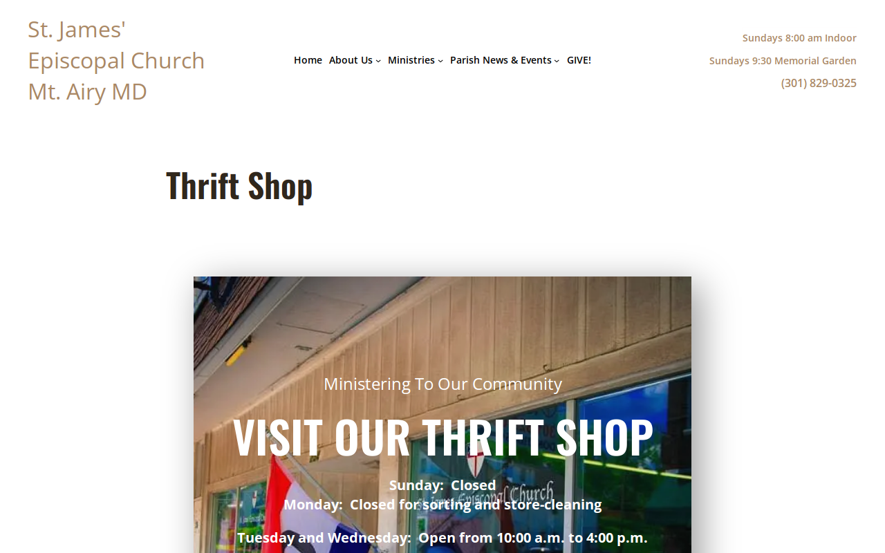 St James Thrift Shop website preview