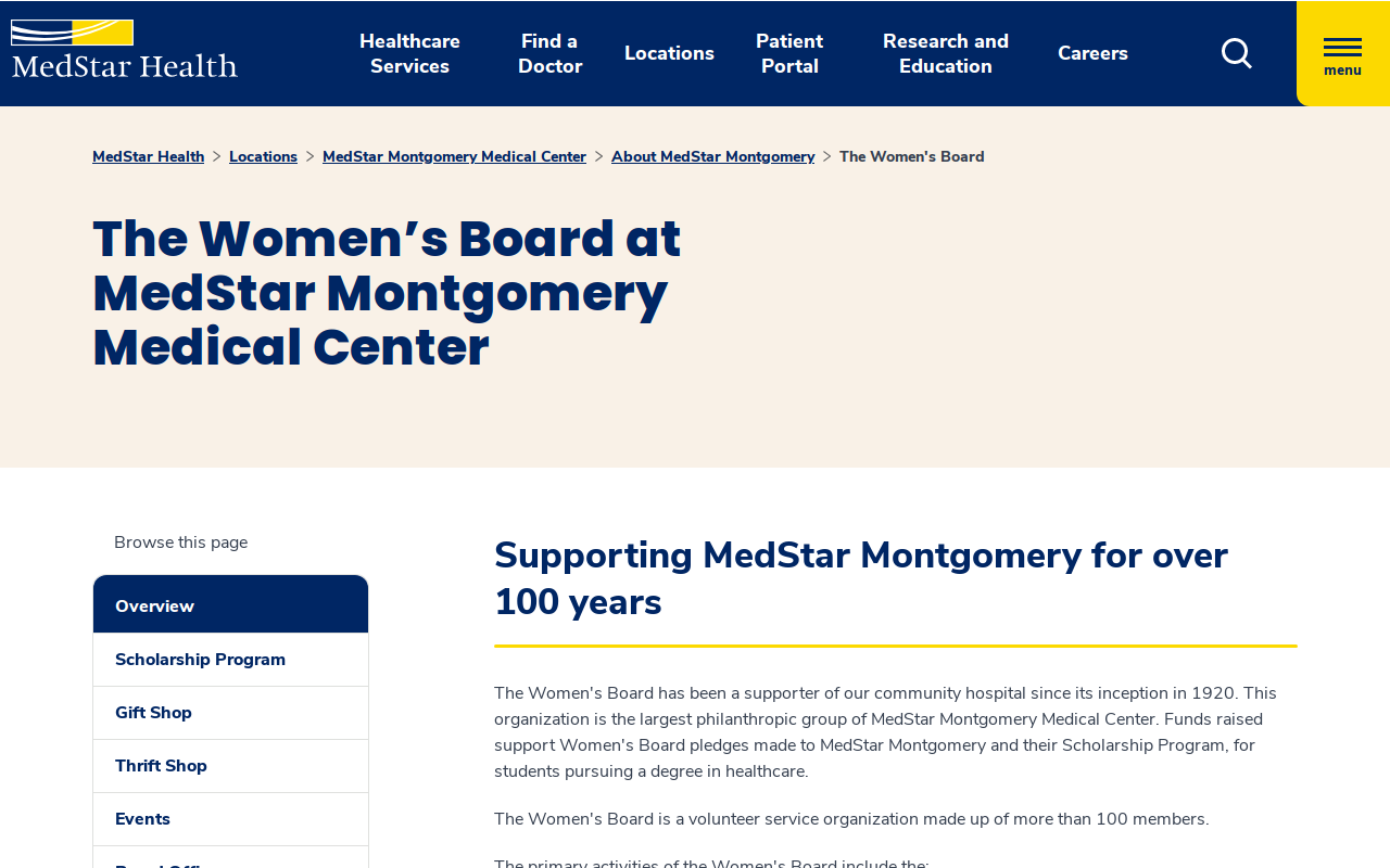 The Women's Board Supporting MedStar Montgomery Medical Center website preview