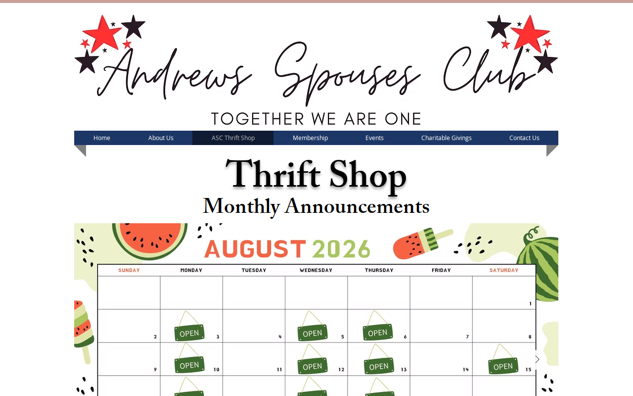 AOSC Thrift Shop website preview