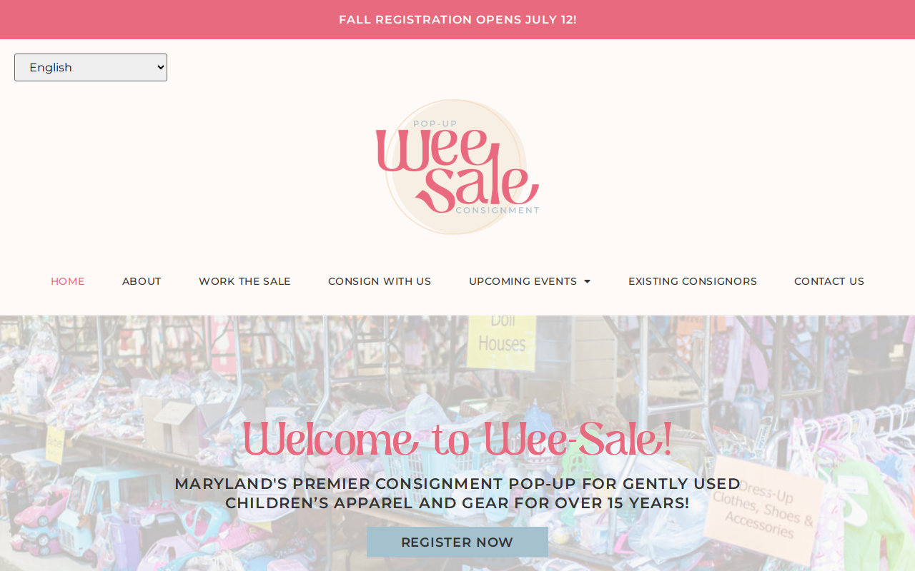 Wee-Sale Children's Consignment Sale website preview