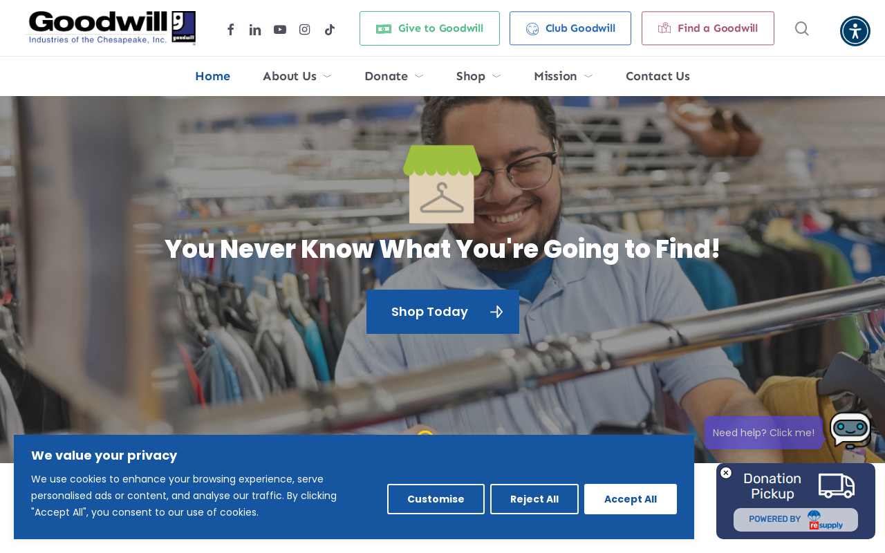 Goodwill Industries of the Chesapeake, Inc. website preview
