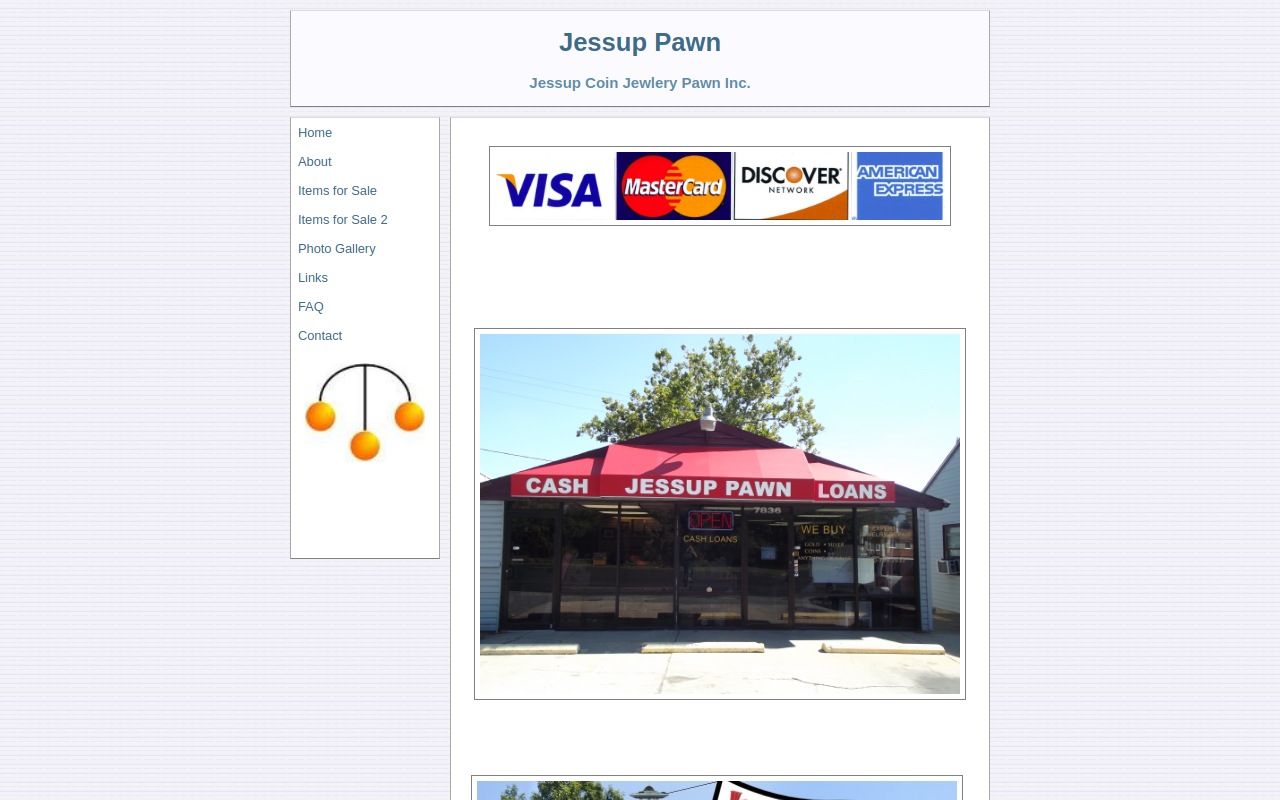 Jessup Coin Jewelry & Pawn Inc website preview