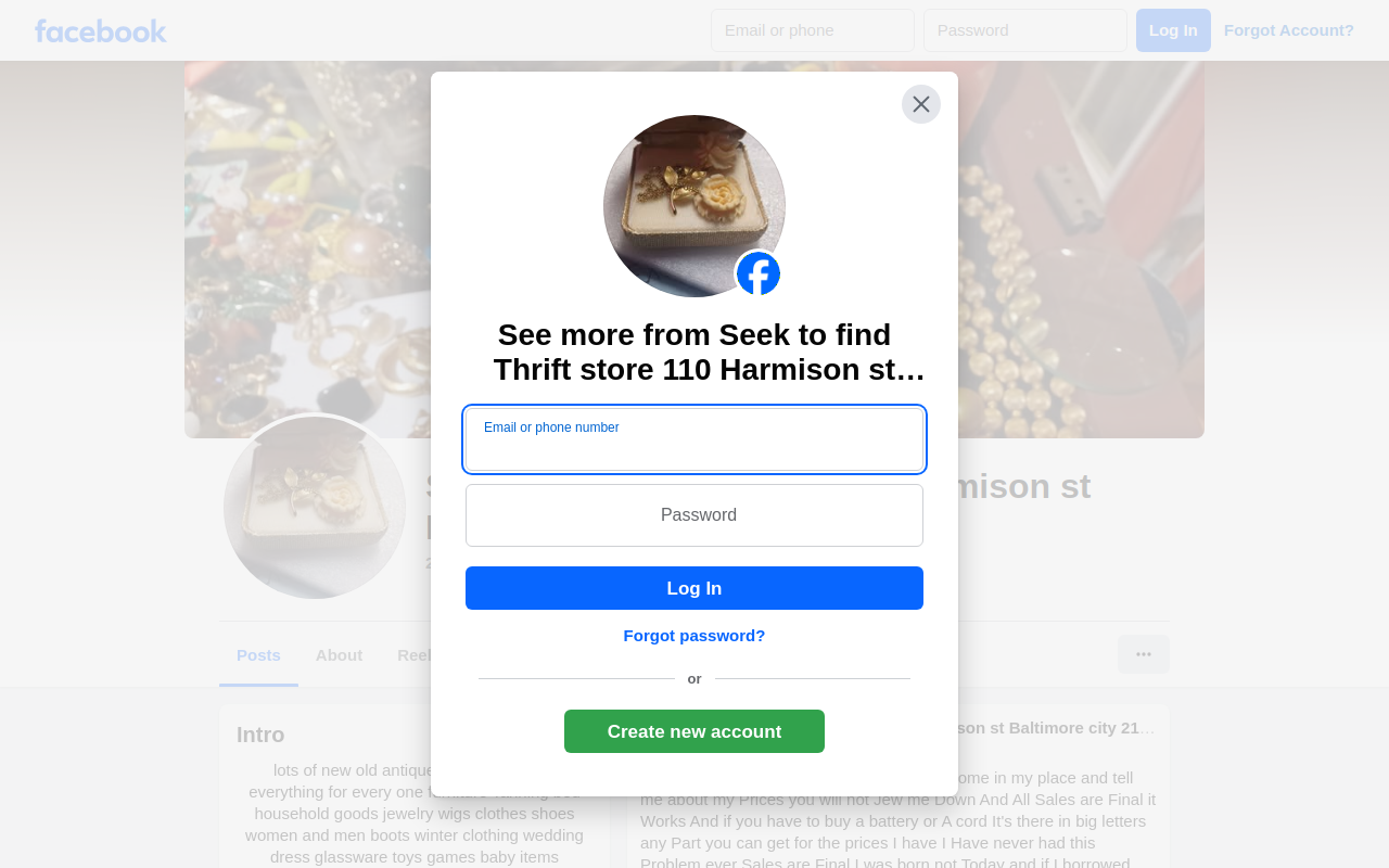Seek to Find thrift store website preview