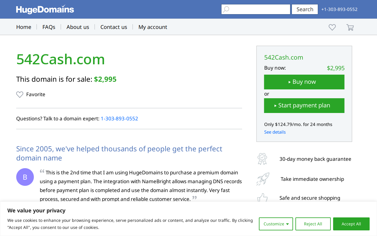 542 Cash website preview