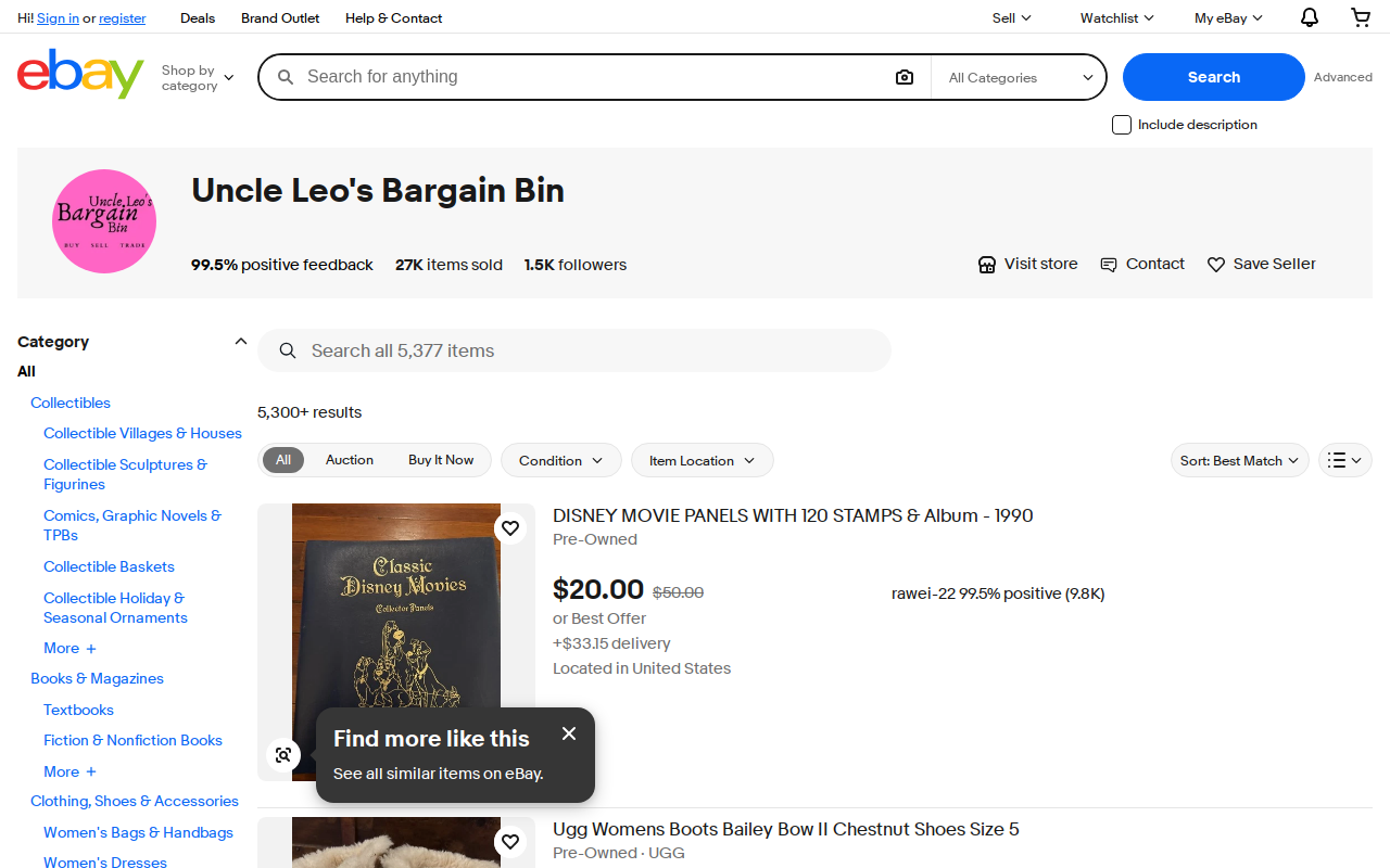 Uncle Leo's Bargain Bin website preview