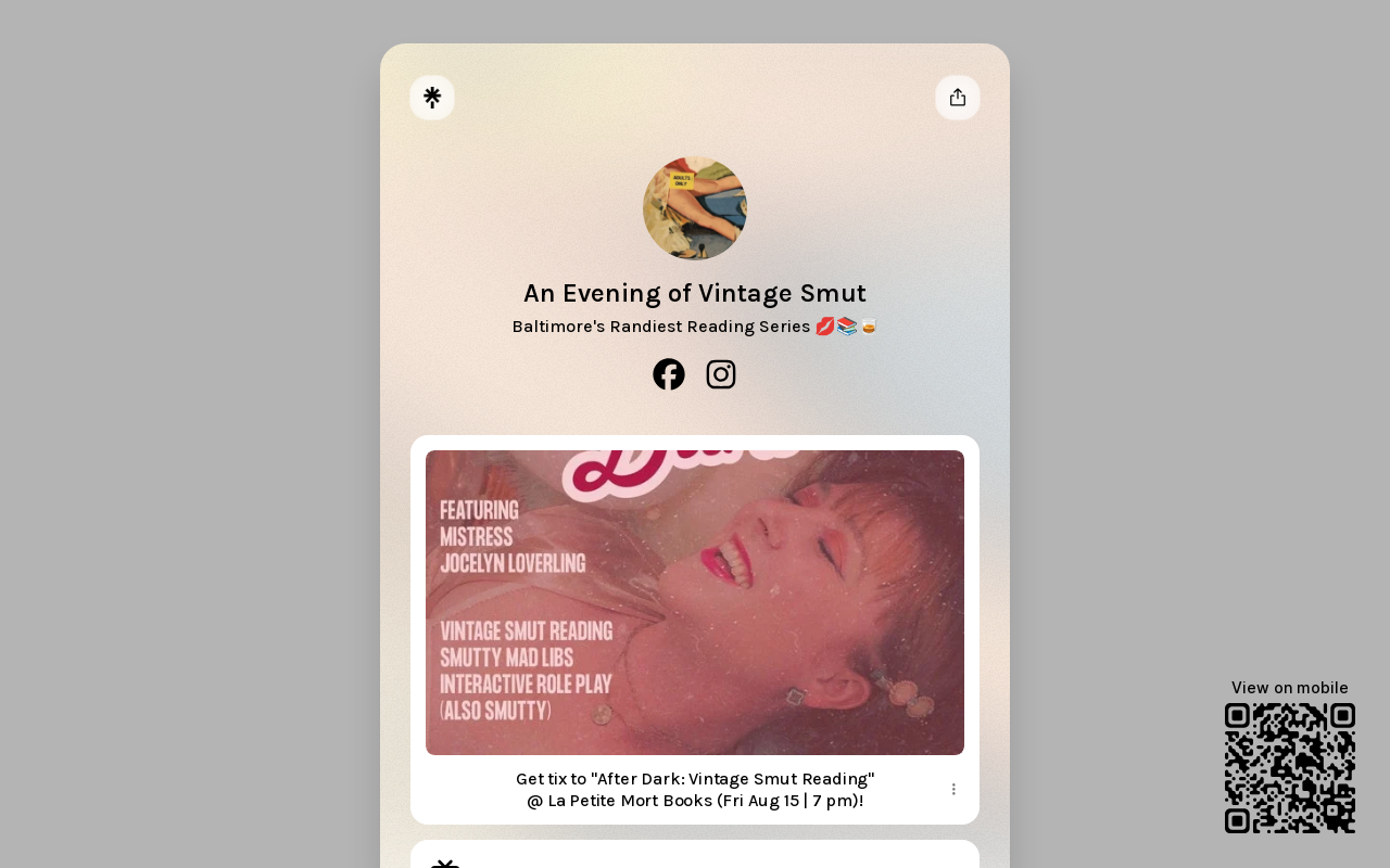 An Evening of Vintage Smut website preview