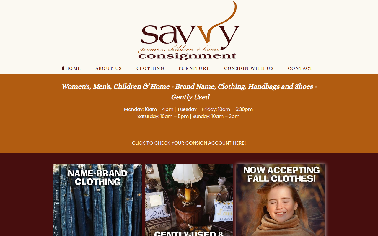 Savvy Consignment website preview