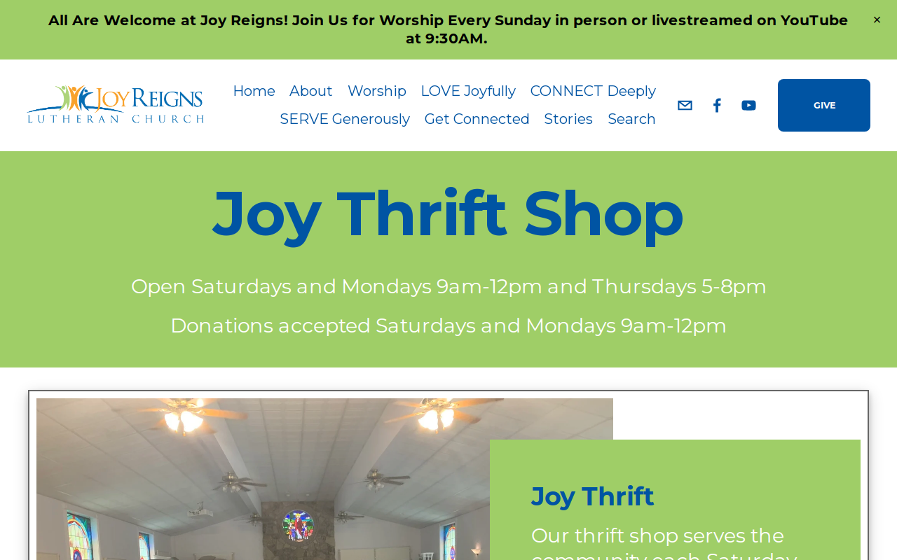 Joy Thrift Shop website preview