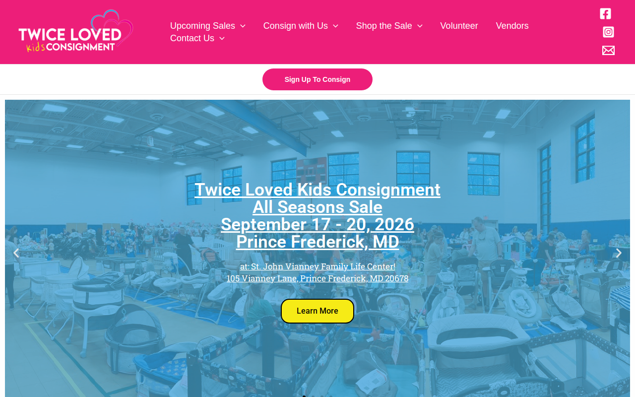 Twice Loved Kids Consignment Sales website preview