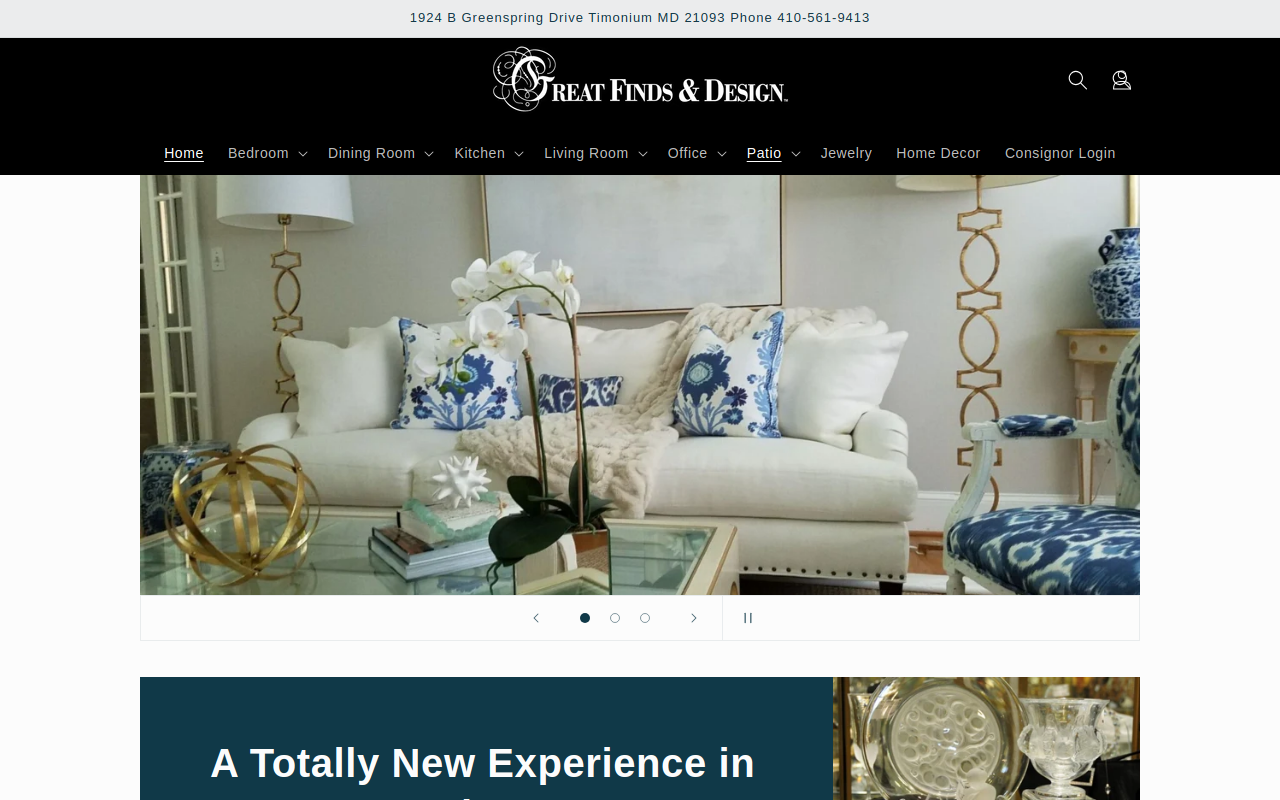 Great Finds & Design website preview