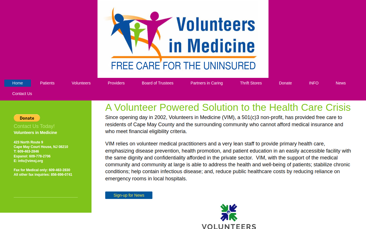 VIM Thrift Store website preview