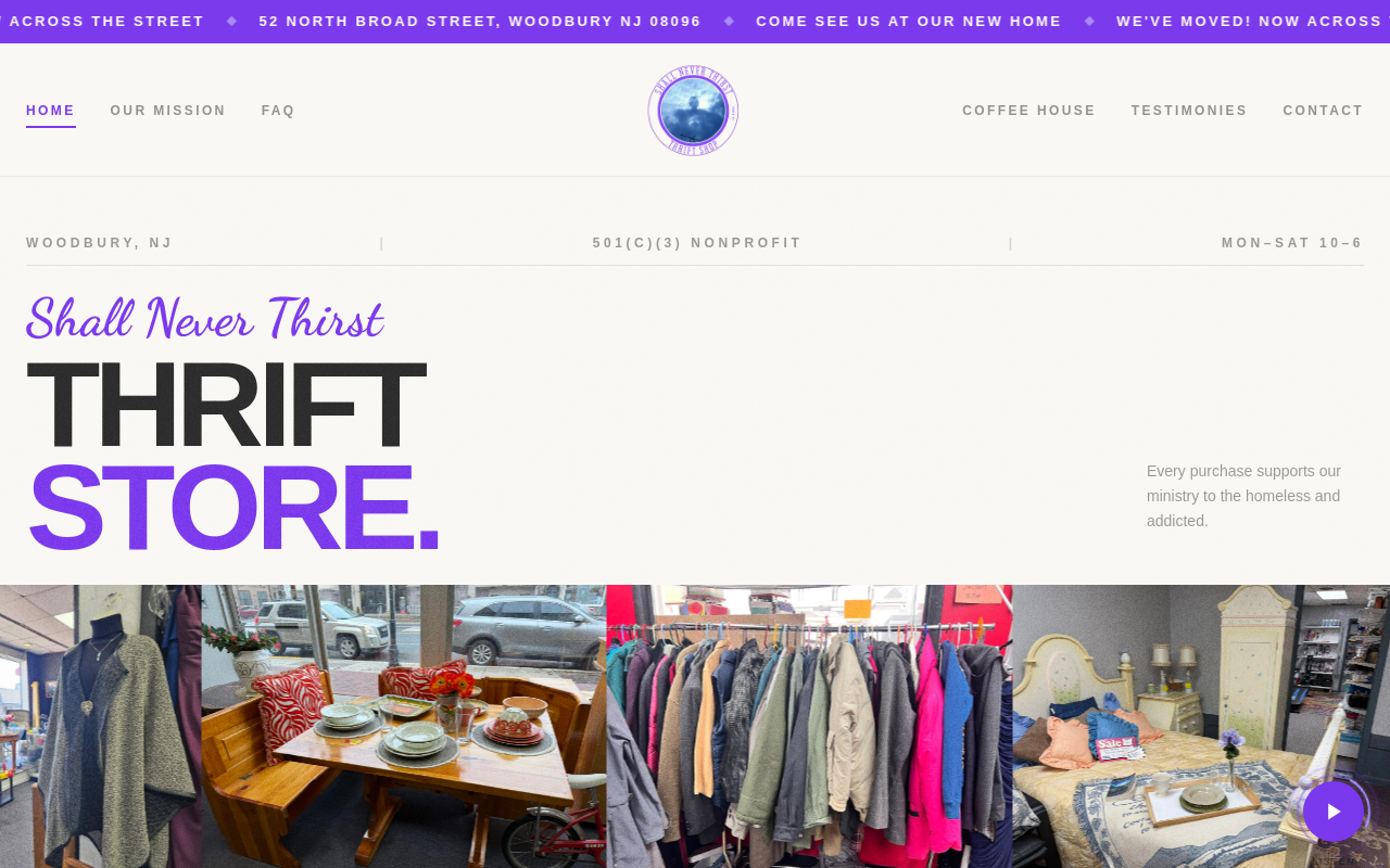 SNTM Thrift Store website preview