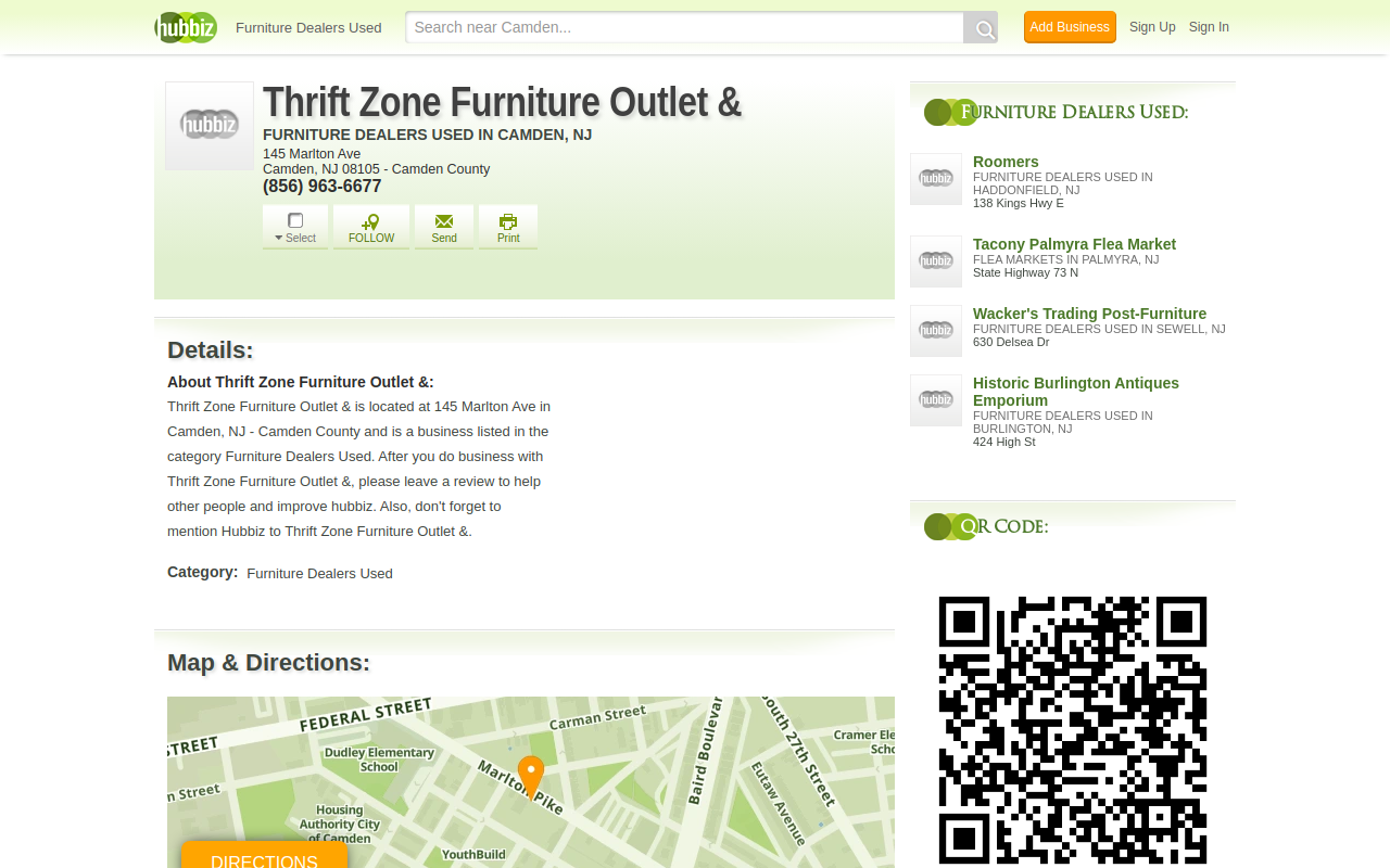 Thrift Zone Furniture Outlet website preview