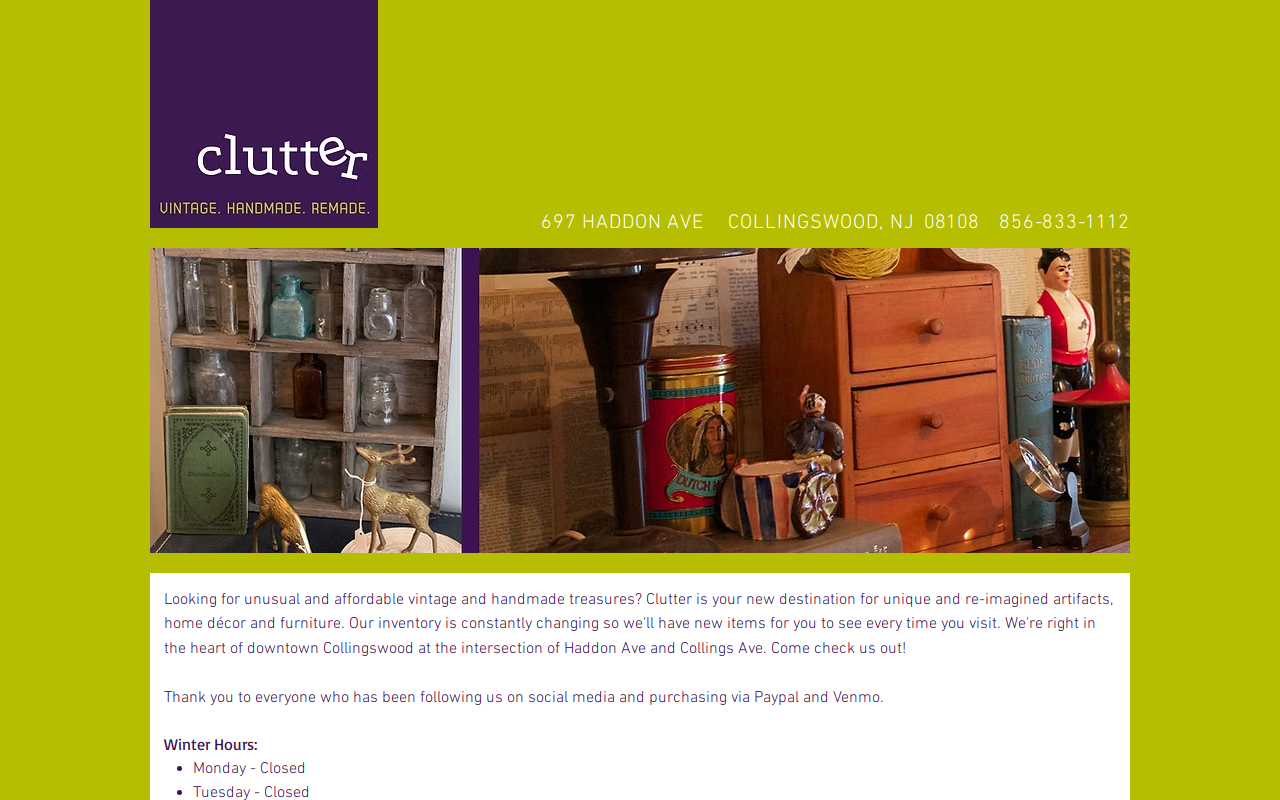 Clutter Vintage website preview