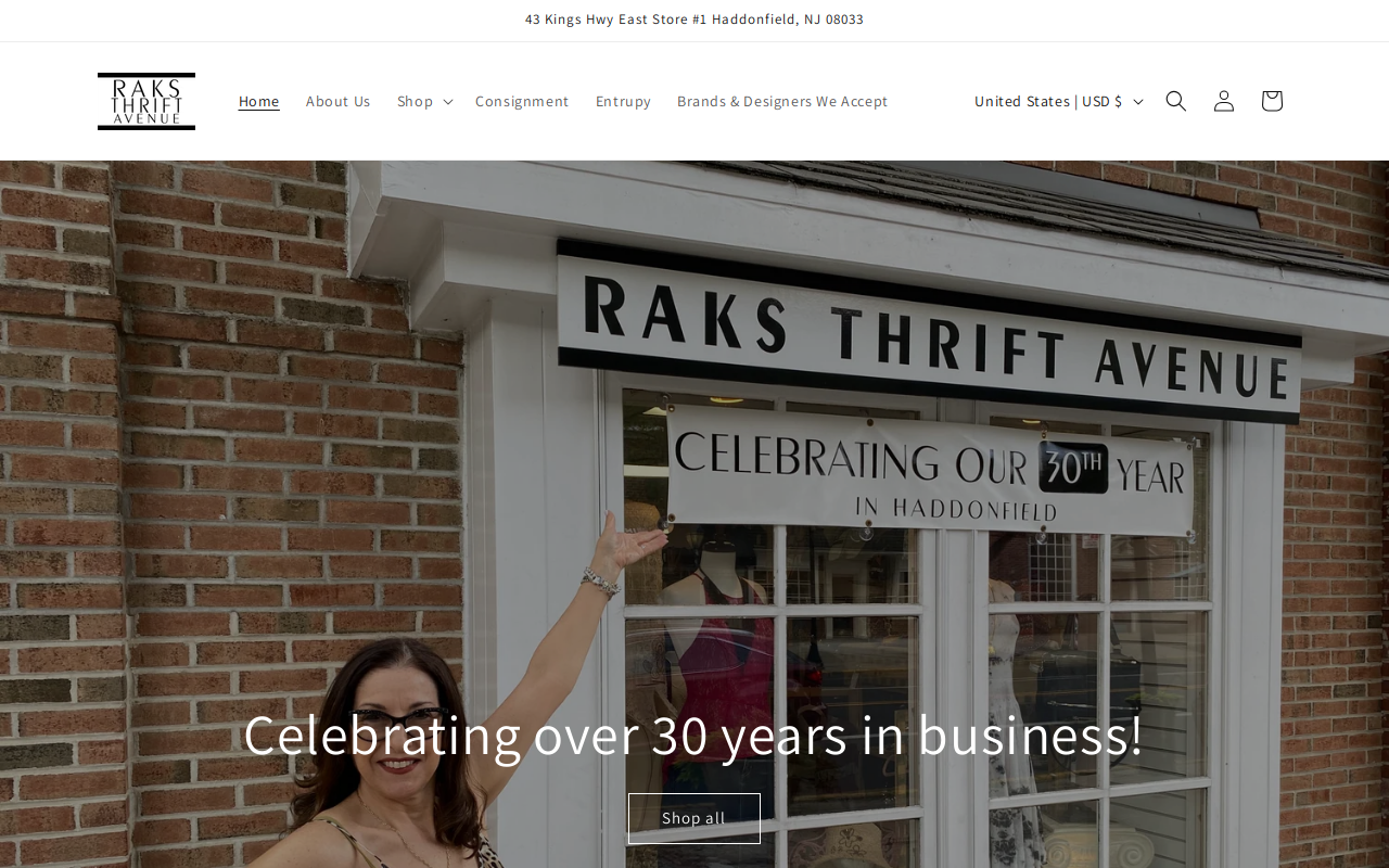 Raks Thrift Avenue website preview