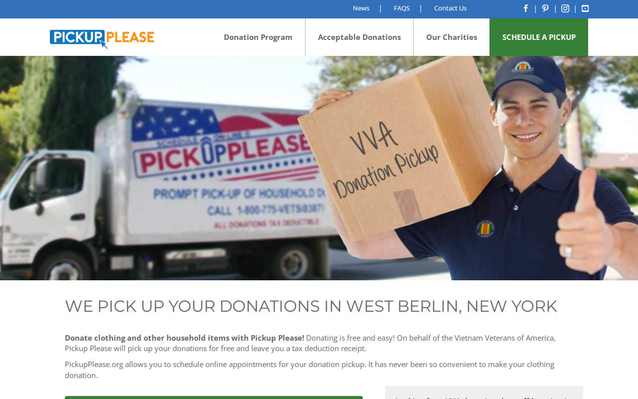 Pickup Please - Free Donation Pickup in West Berlin website preview