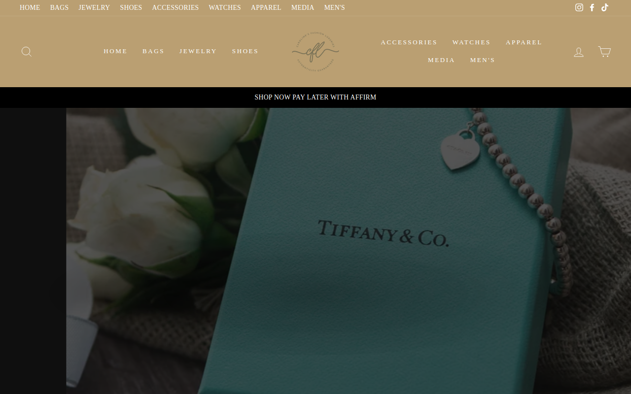 Caroline's Jewelry and Luxury Fashion Boutique website preview