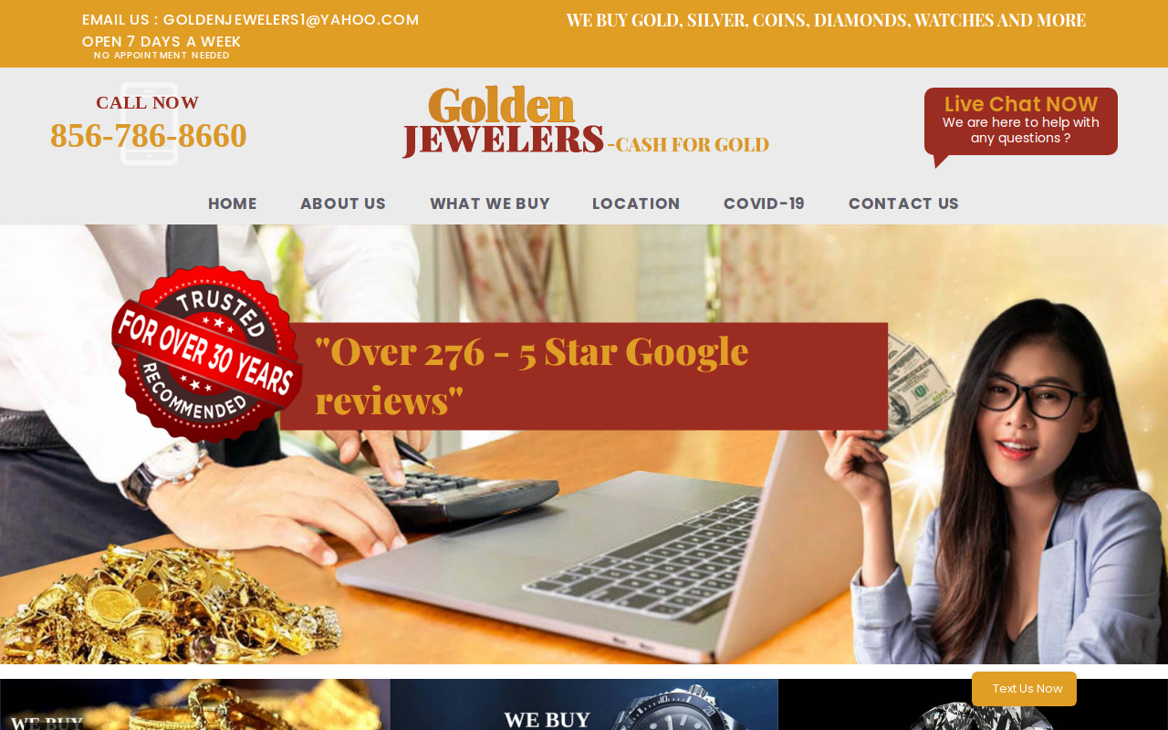 Golden Jewelers website preview