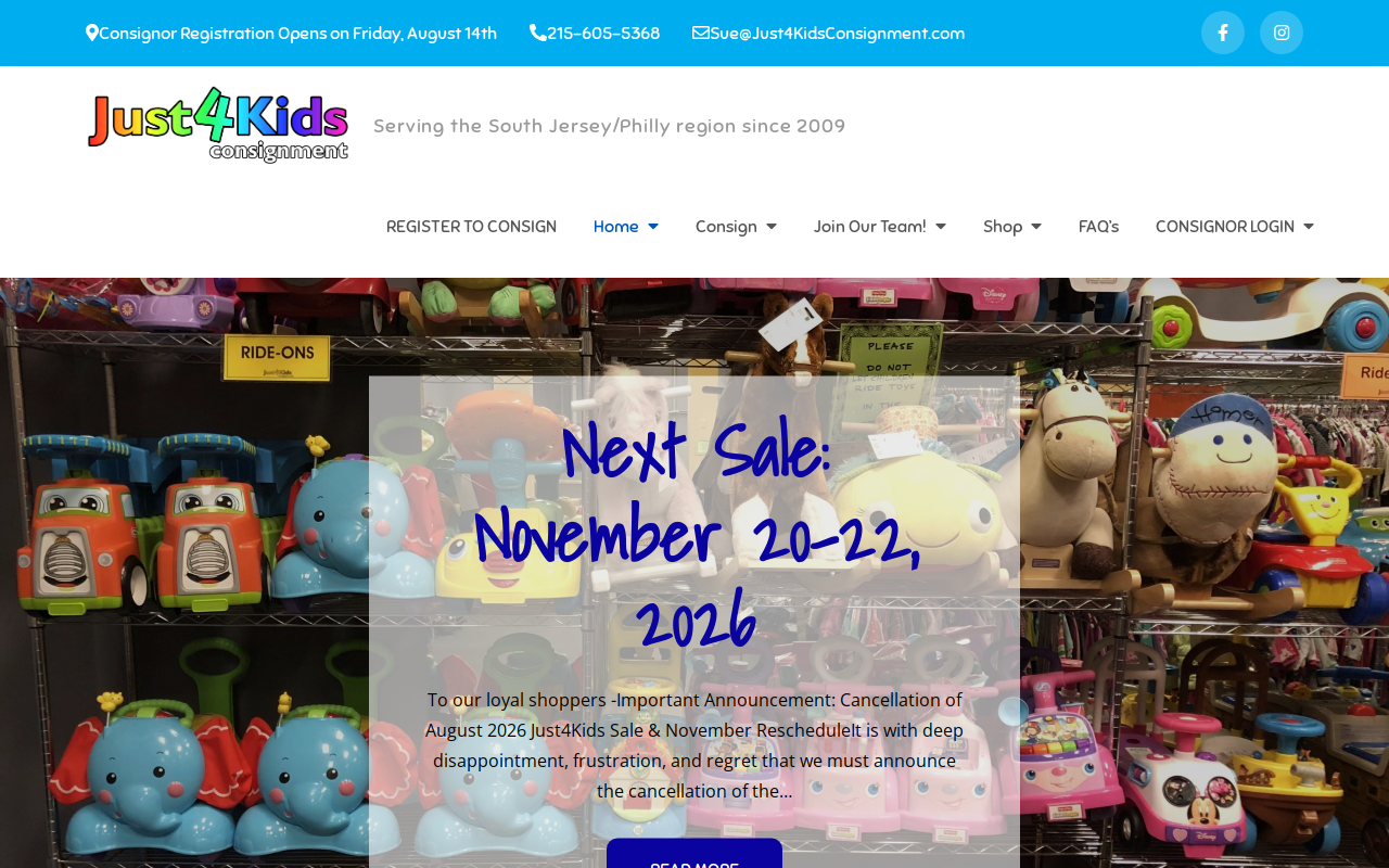 Just4Kids Consignment website preview