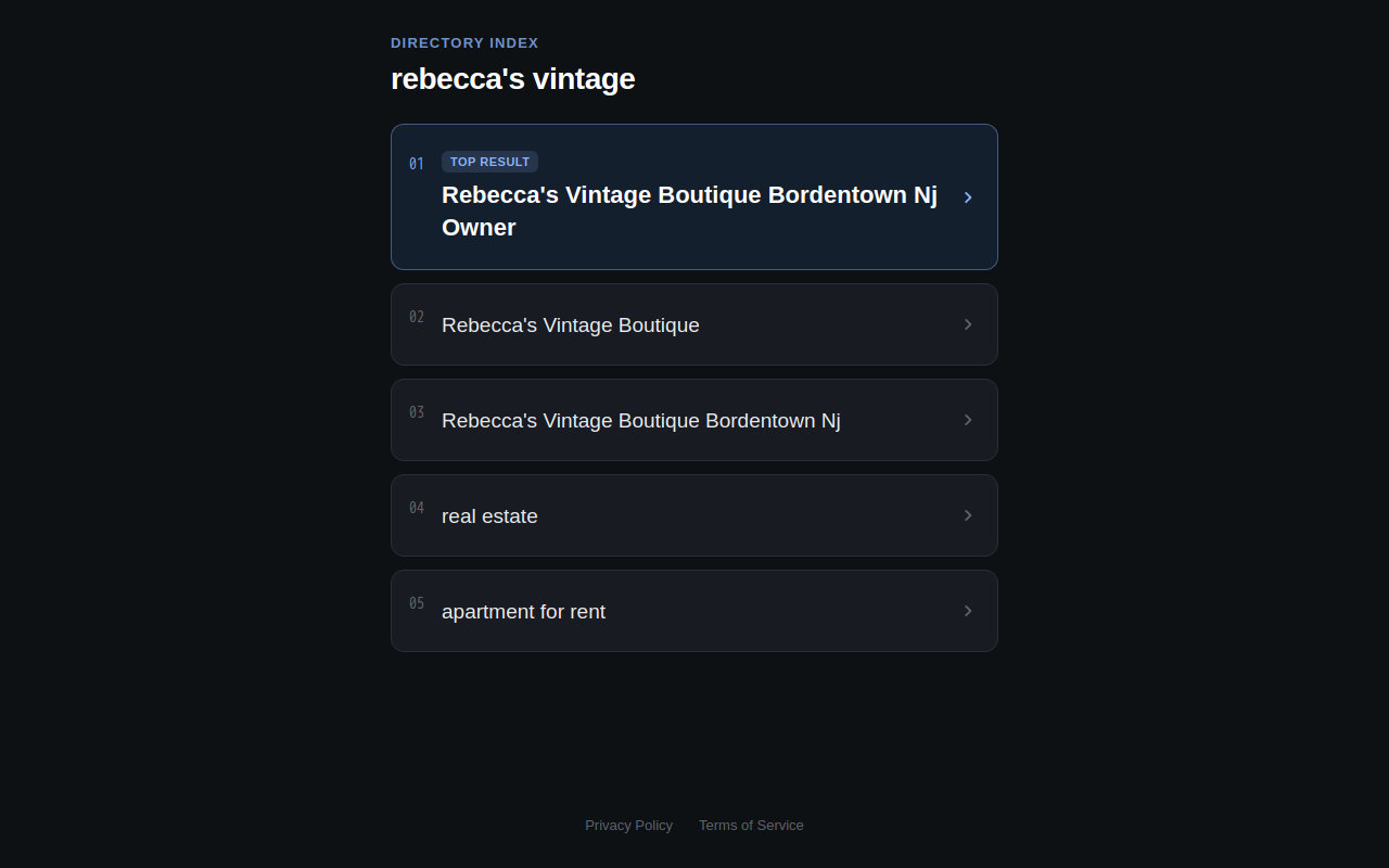 Rebecca's Vintage Boutique website preview