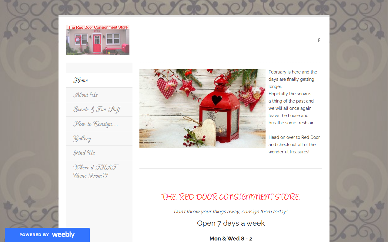 The Red Door Consignment Store website preview
