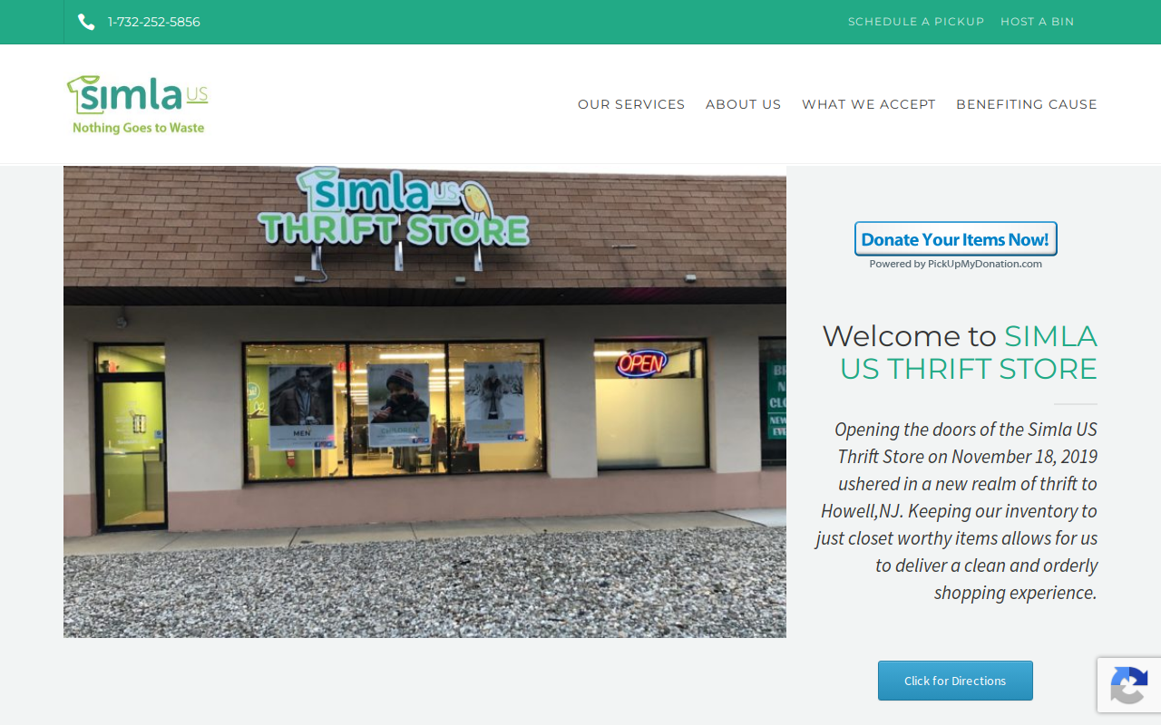 Simla Us Thrift Store website preview