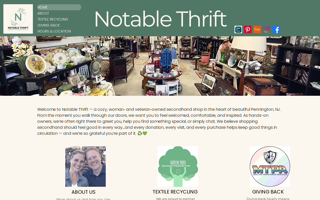 Notable Thrift website preview