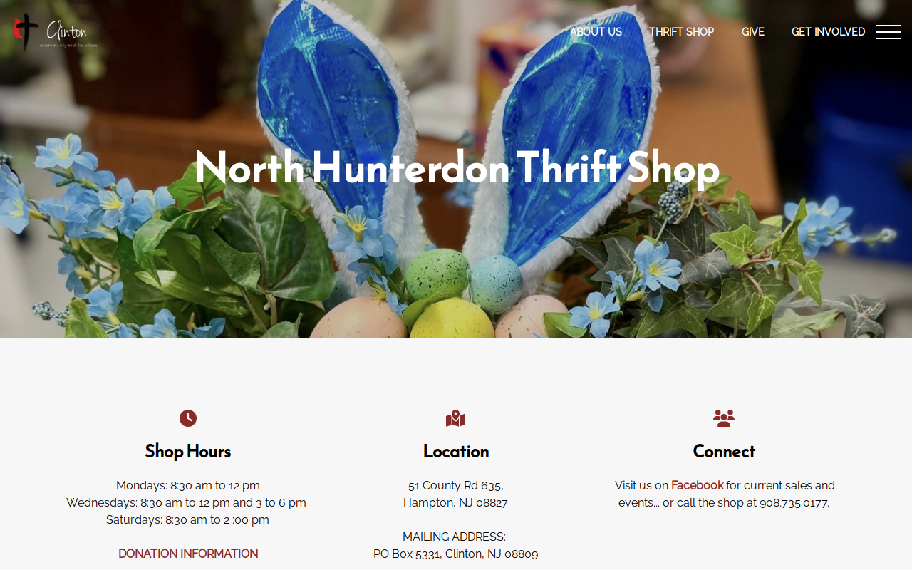 North Hunterdon Thrift Shop website preview